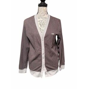VANS cardigan, Size Medium gray With Light Ash Trim. Preppy 90s School Retro
